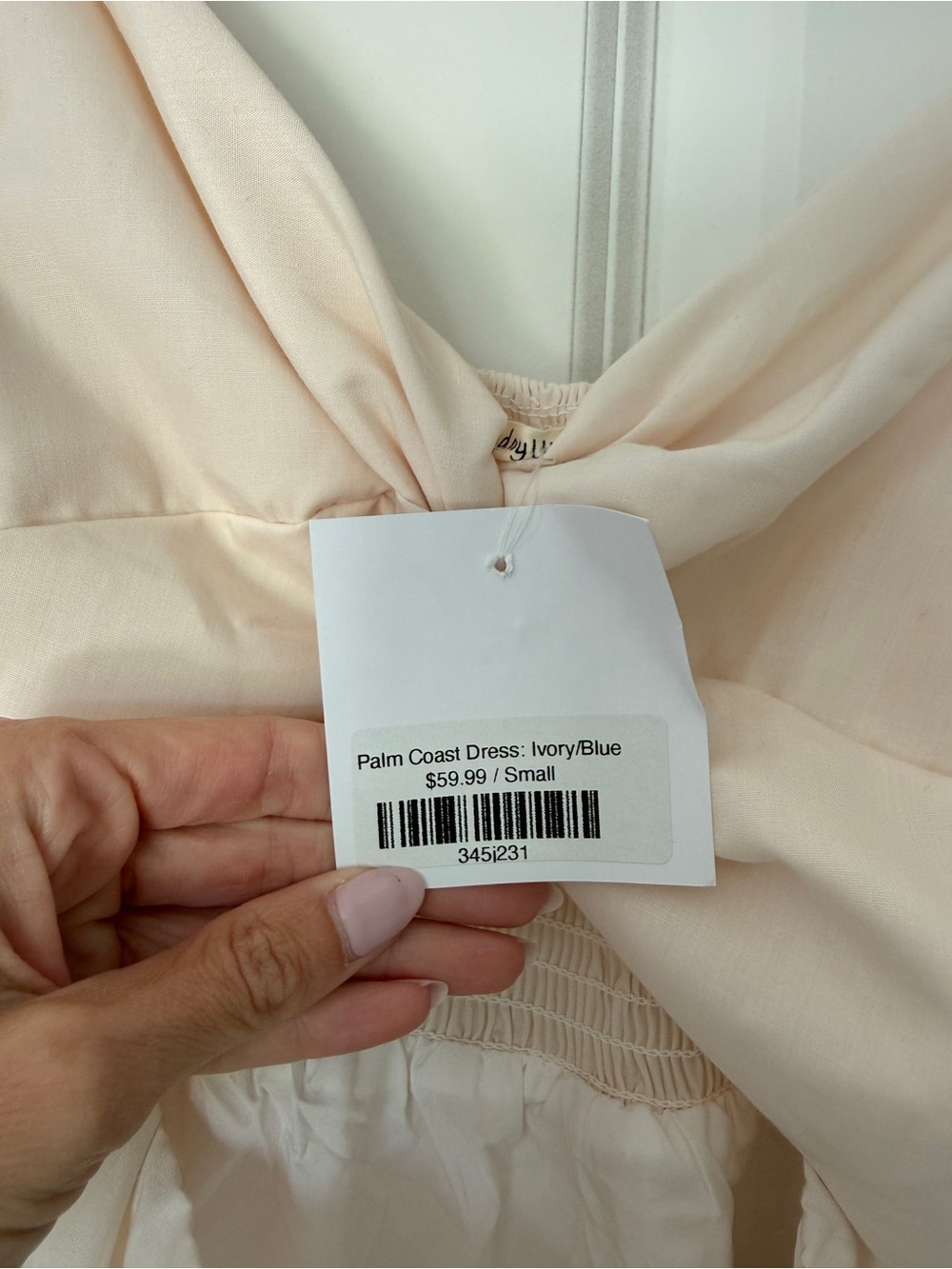Hope's Cream Mini Dress with Blue Palm Embroidery - Picture 4 of 4